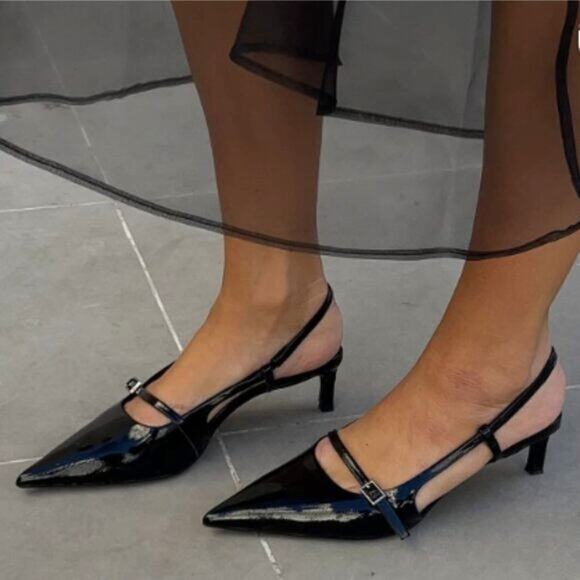 ZARA Faux Patent Leather Heels NWT LAST ONE!!! - Picture 1 of 16